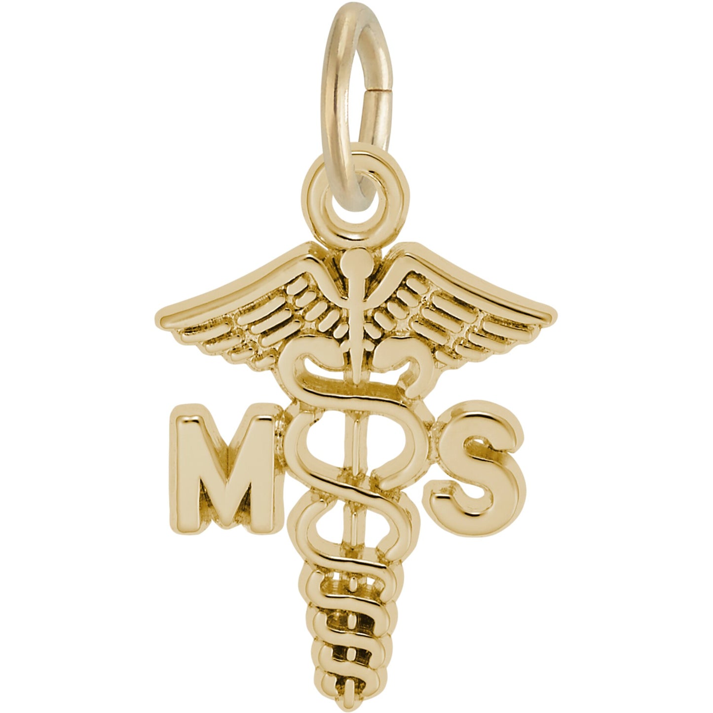 Medical Secretary Caduceus Charm - Metal - Sterling Silver