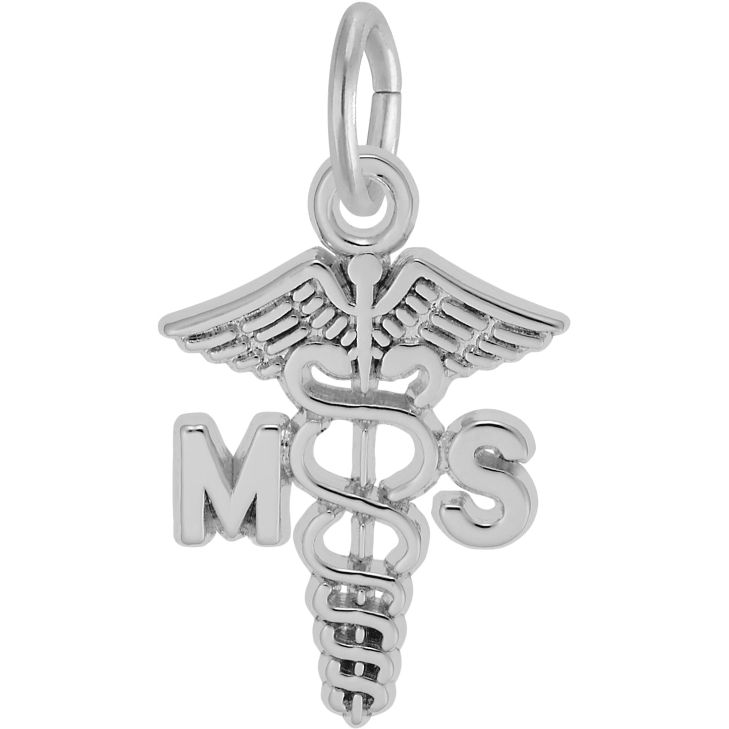 Medical Secretary Caduceus Charm - Metal - Sterling Silver