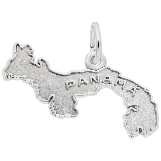 Sterling Silver Panama Map W/border Charm - 10mm x 25mm