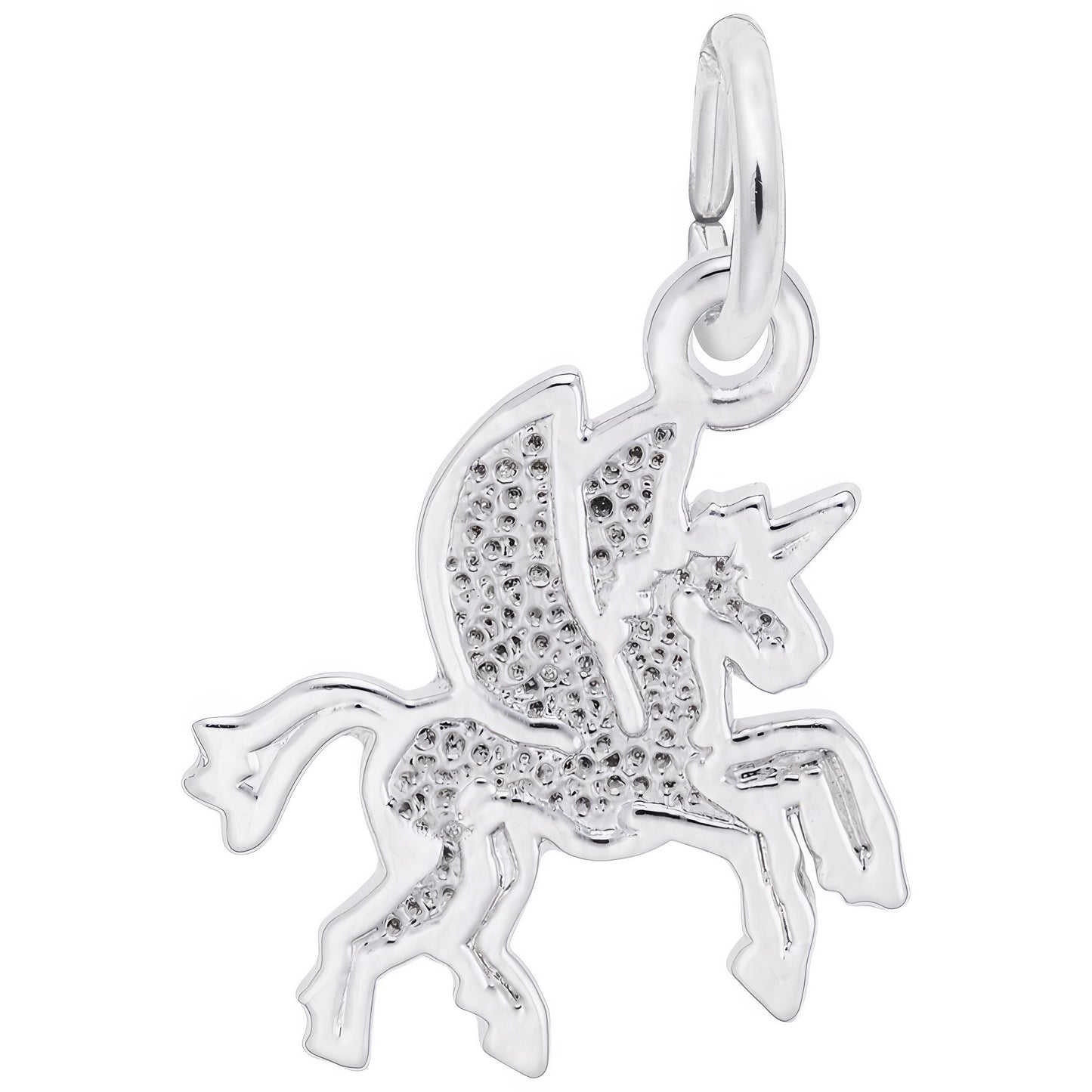 Flat Pegasus Charm - Metal - Sterling Silver