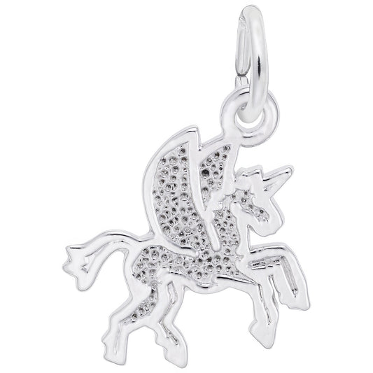 Flat Pegasus Charm - Metal - Sterling Silver
