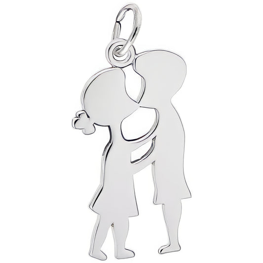 Sterling Silver Boy And Girl Charm - 22mm x 13mm