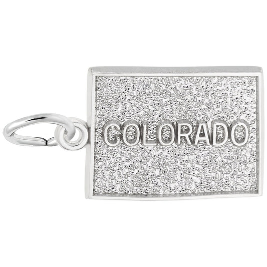 Colorado Map Charm - Metal - Sterling Silver