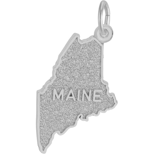 Maine Map Charm - Metal - Sterling Silver