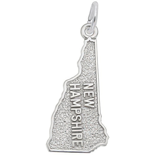 New Hampshire Map Charm - Metal - Sterling Silver