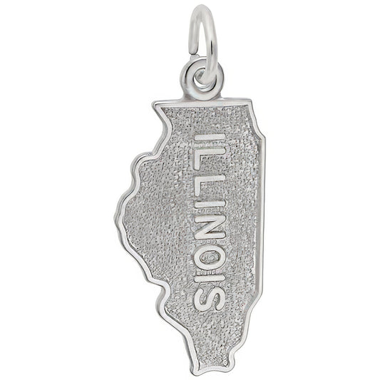 Illinois Map Charm - Metal - Sterling Silver