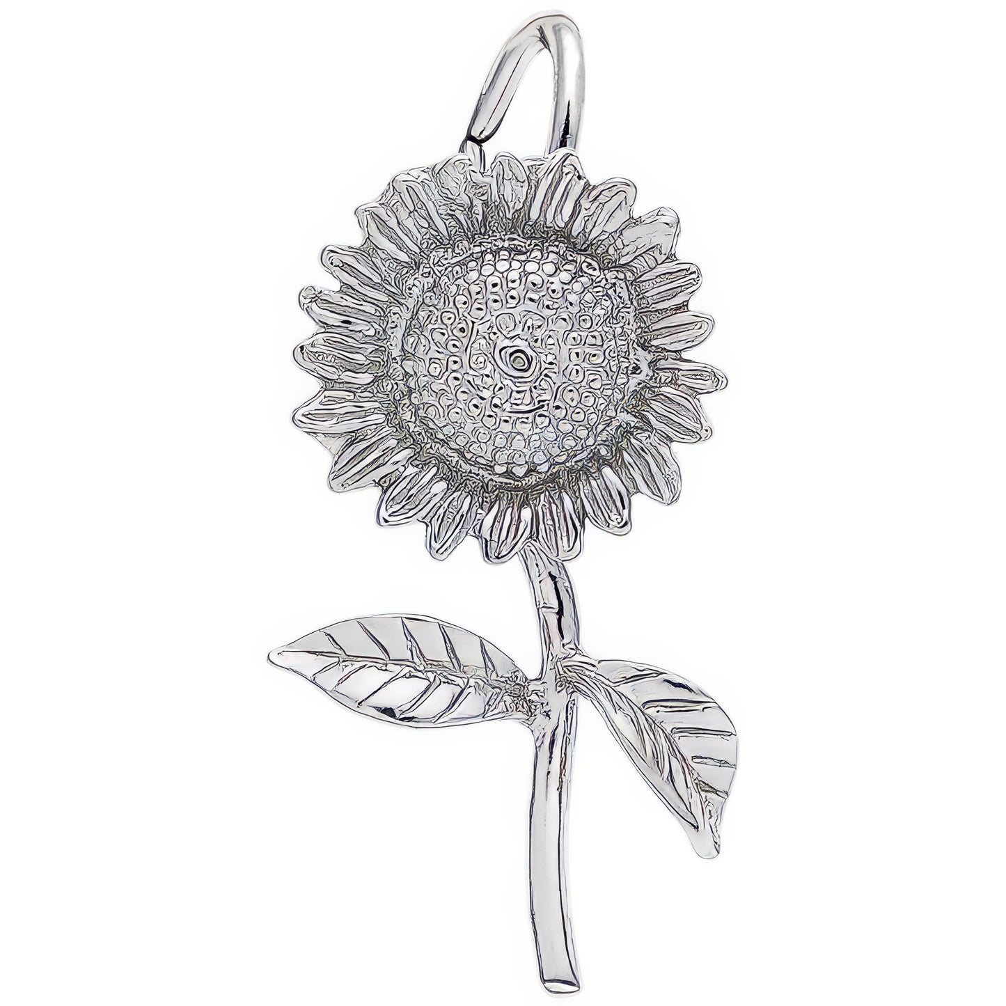Sterling Silver Sunflower Charm - 30mm x 16mm