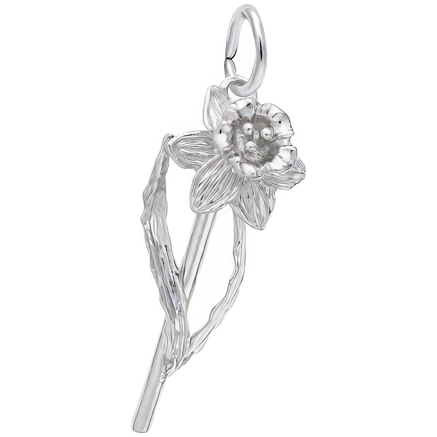 Daffodil Flower Charm - Metal - Sterling Silver