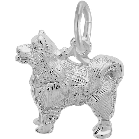 Samoyed Dog Charm - Metal - Sterling Silver