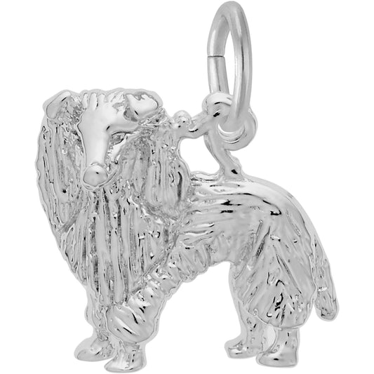 Sheltie Dog Charm - Metal - Sterling Silver