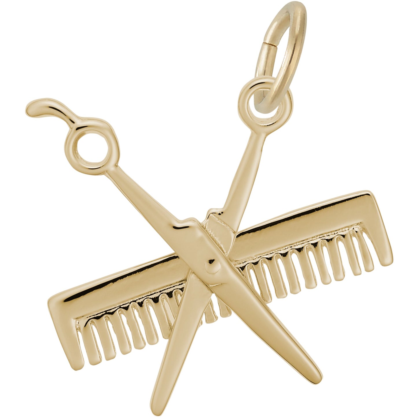 Classic Comb & Scissors Charm - Metal - Sterling Silver