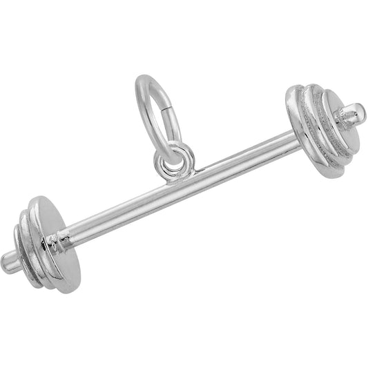 Sterling Silver Barbell Charm - 8mm x 31mm