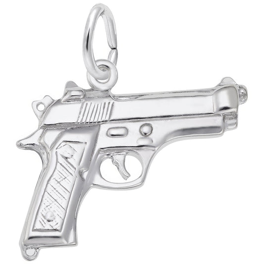 Pistol Charm - Metal - Sterling Silver