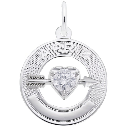 Synthetic Crystal Simulated Birthstone Charms Collection - April - Metal - Sterling Silver