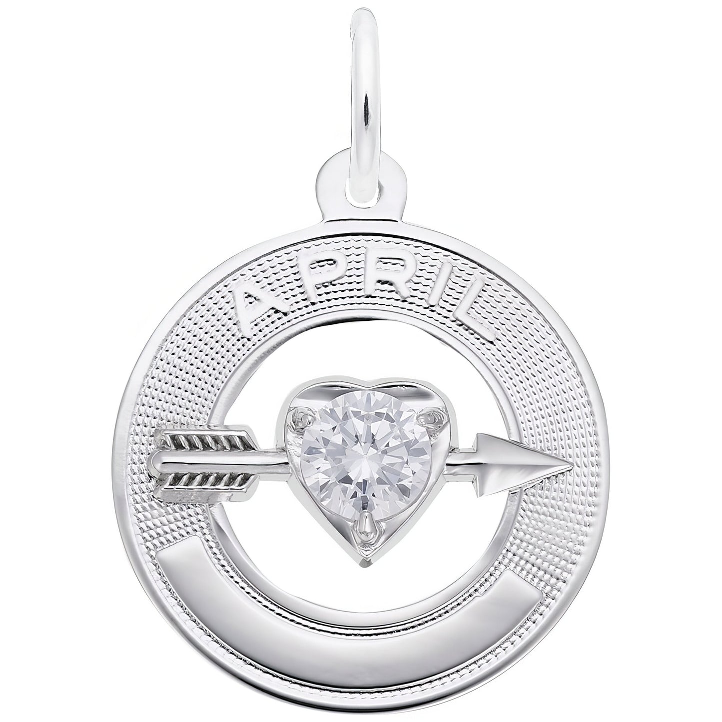 Synthetic Crystal Simulated Birthstone Charms Collection - April - Metal - Sterling Silver