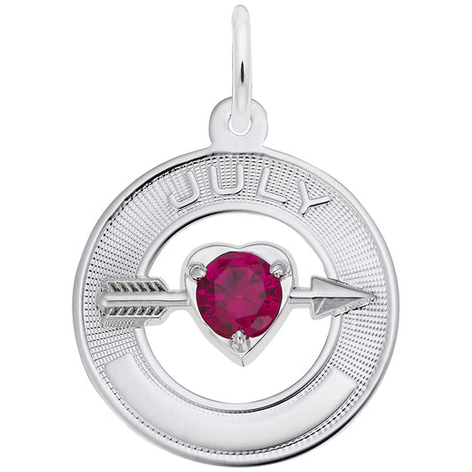 Synthetic Crystal Simulated Birthstone Charms Collection - July - Metal - Sterling Silver