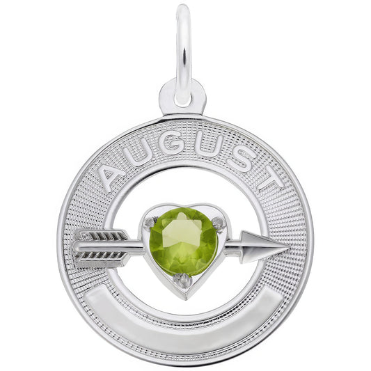 Synthetic Crystal Simulated Birthstone Charms Collection - August - Metal - Sterling Silve