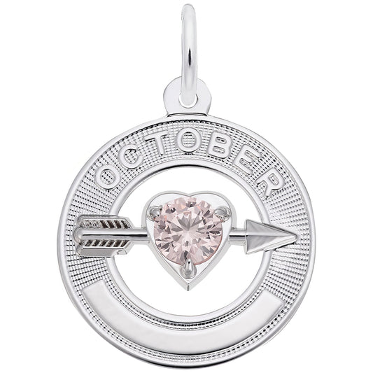 Synthetic Crystal Simulated Birthstone Charms Collection - October - Metal - Sterling Silv