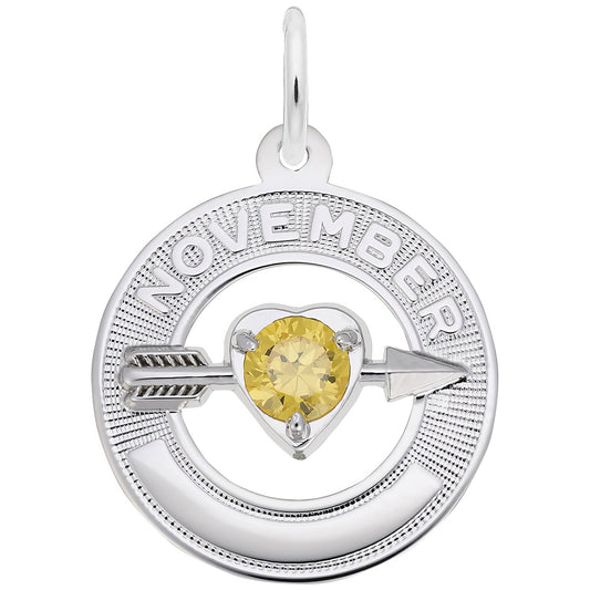 Synthetic Crystal Simulated Birthstone Charms Collection - November - Metal - Sterling Sil