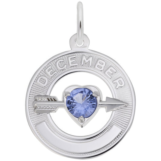 Synthetic Crystal Simulated Birthstone Charms Collection - December - Metal - Sterling Sil