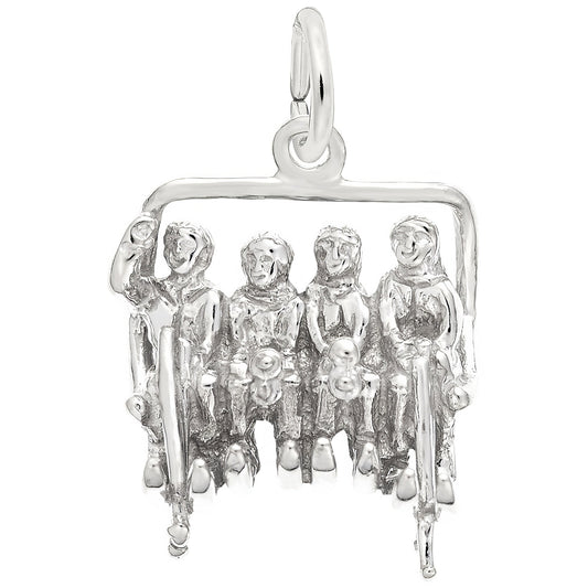 Sterling Silver Quadchair Ski Lift Charm - 15mm x 14mm