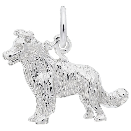 Border Collie Dog Charm - Metal - Sterling Silver