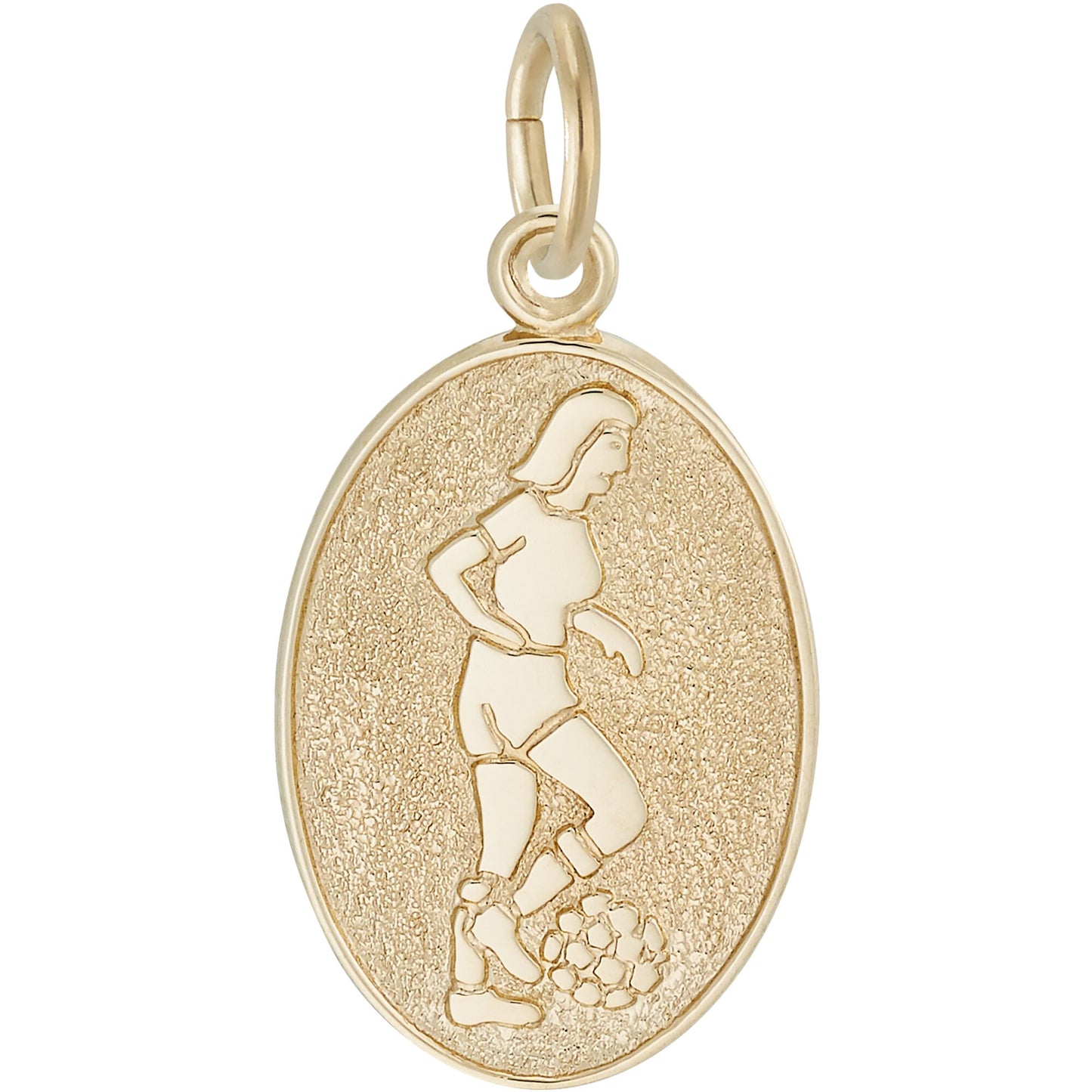 Charms Sterling Silver Female Soccer Player Oval Disc Charm
