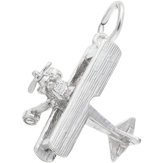 Biplane Charm - Metal - Sterling Silver