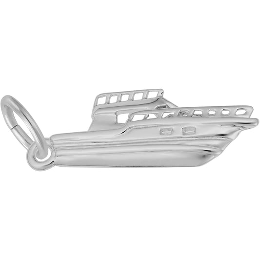 Fishing Boat Charm - Metal - Sterling Silver