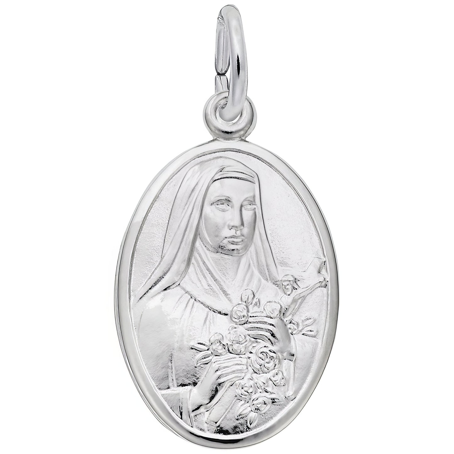 St. Theresa Oval Charm - Metal - Sterling Silver