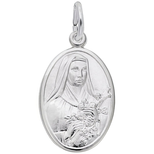 St. Theresa Oval Charm - Metal - Sterling Silver