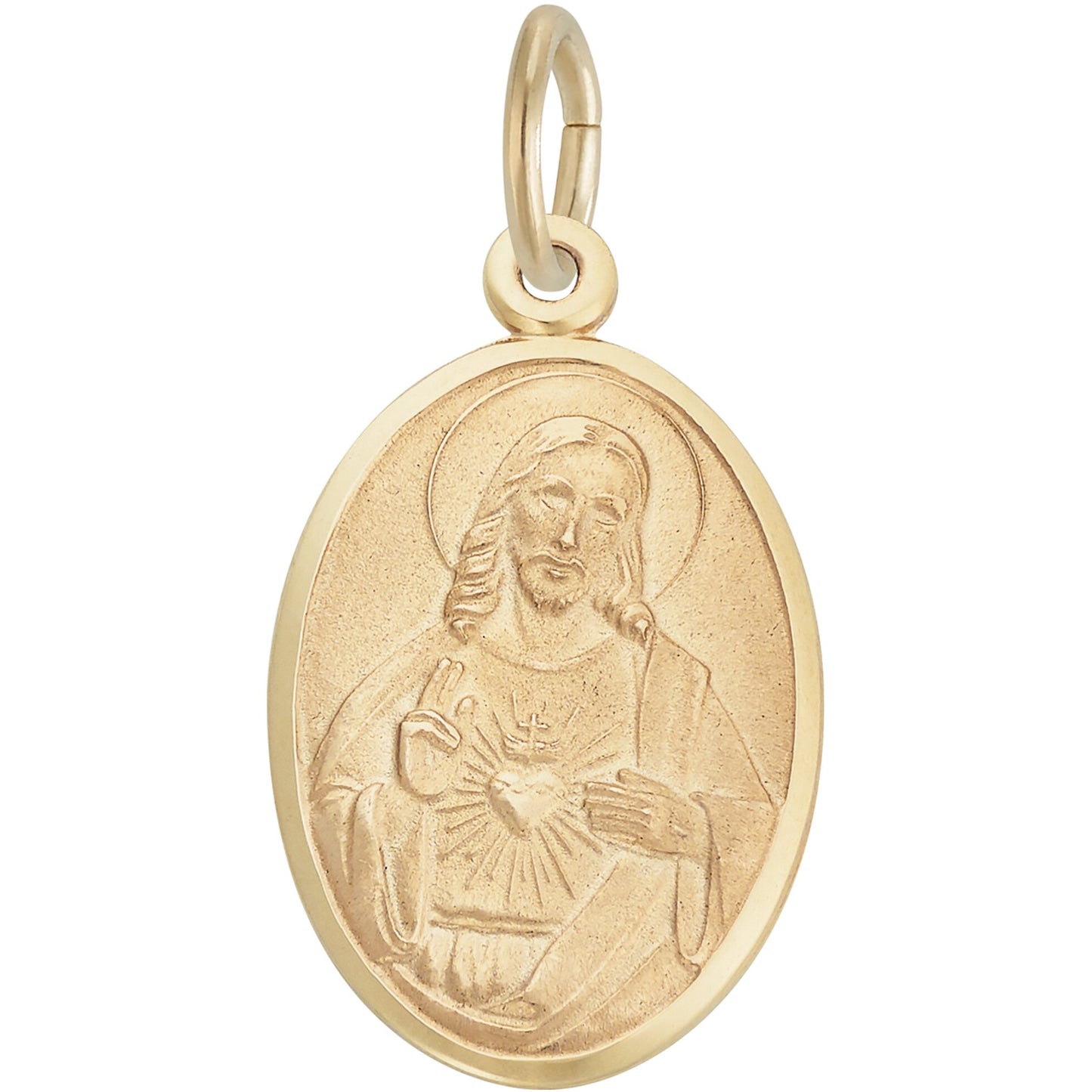 Sacred Heart Oval Charm - Metal - Sterling Silver