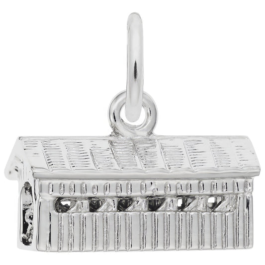 Small Covered Bridge Charm - Metal - Sterling Silver