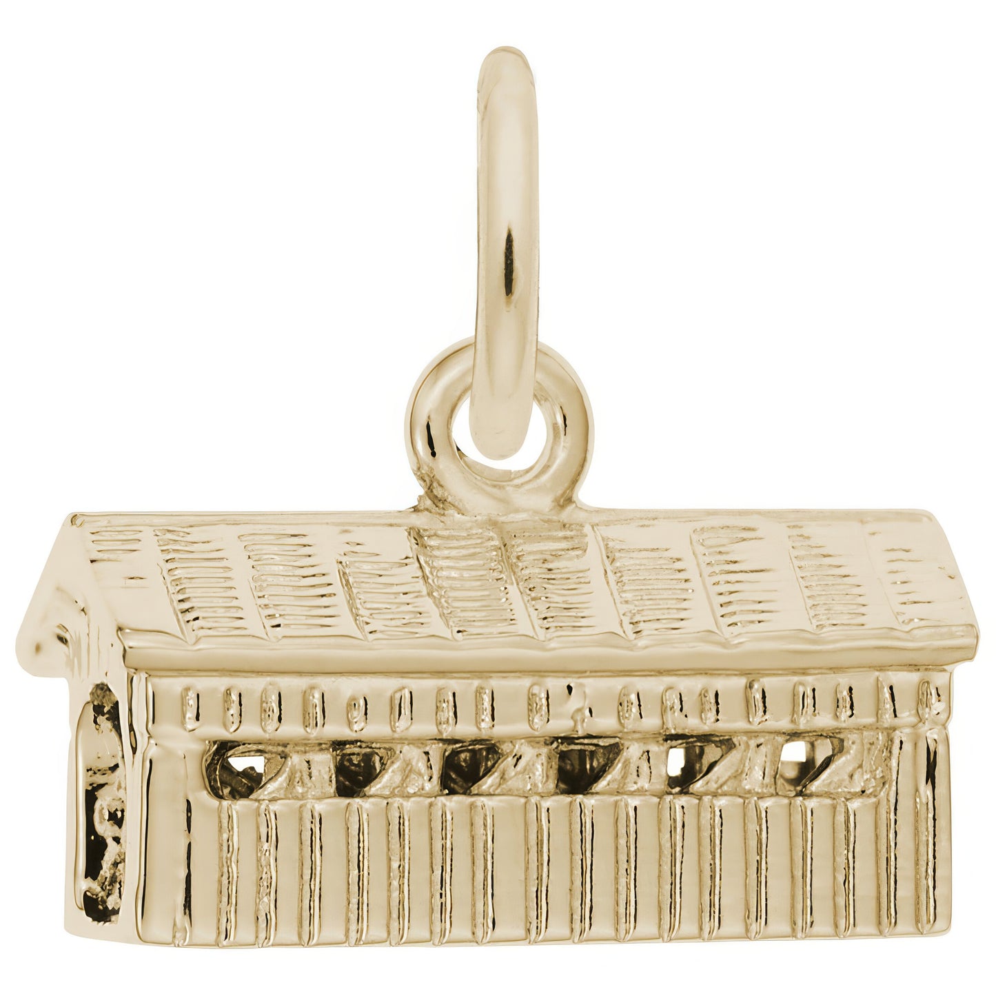 Small Covered Bridge Charm - Metal - Sterling Silver