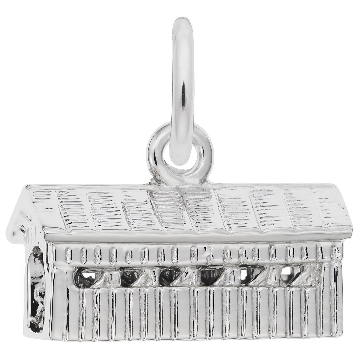 Small Covered Bridge Charm - Metal - Sterling Silver