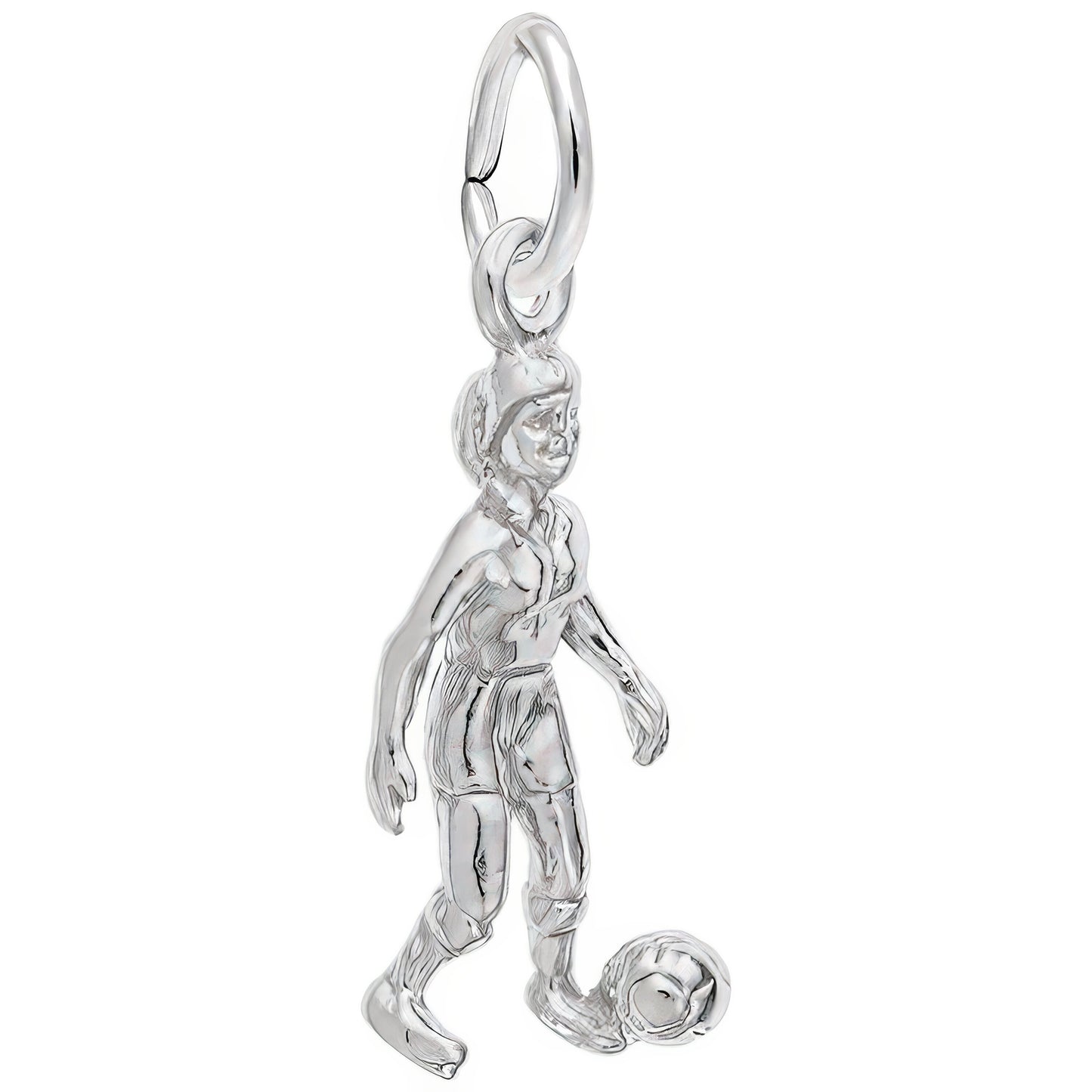 Female Soccer Player Charm - Metal - Sterling Silver