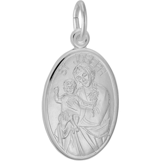 St. Joseph Oval Charm - Metal - Sterling Silver