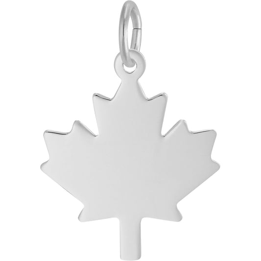 Flat Maple Leaf Charm - Metal - Sterling Silver