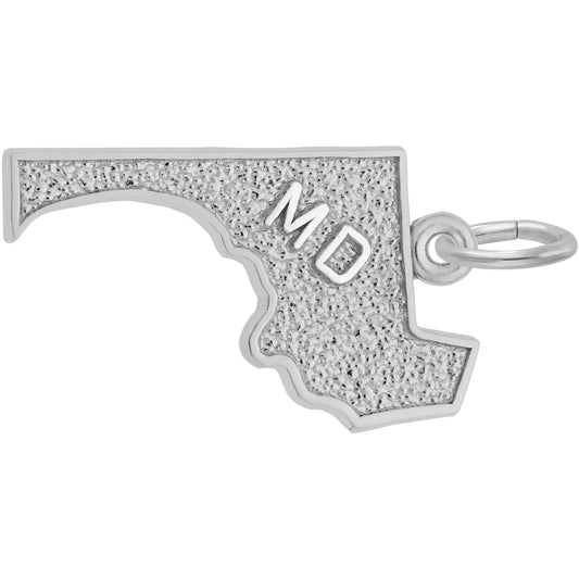 Maryland Map Charm - Metal - Sterling Silver