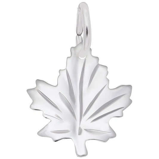 Medium Maple Leaf Charm - Metal - Sterling Silver