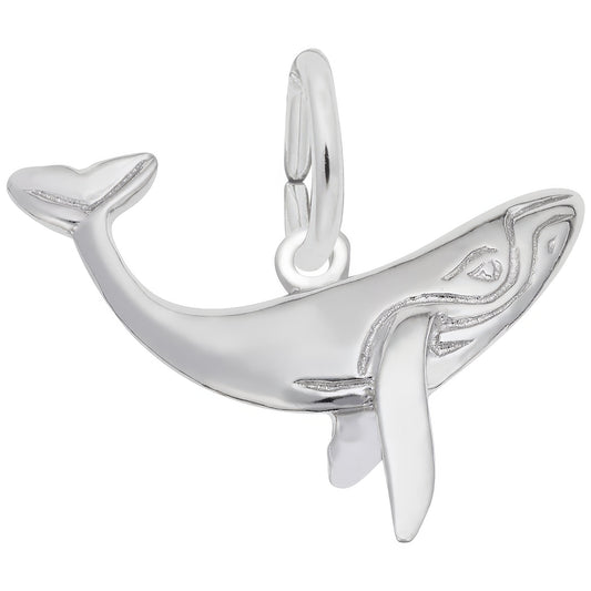 Sterling Silver Whale Charm - 11mm x 23mm