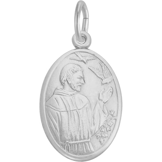 St. Francis Oval Charm - Metal - Sterling Silver