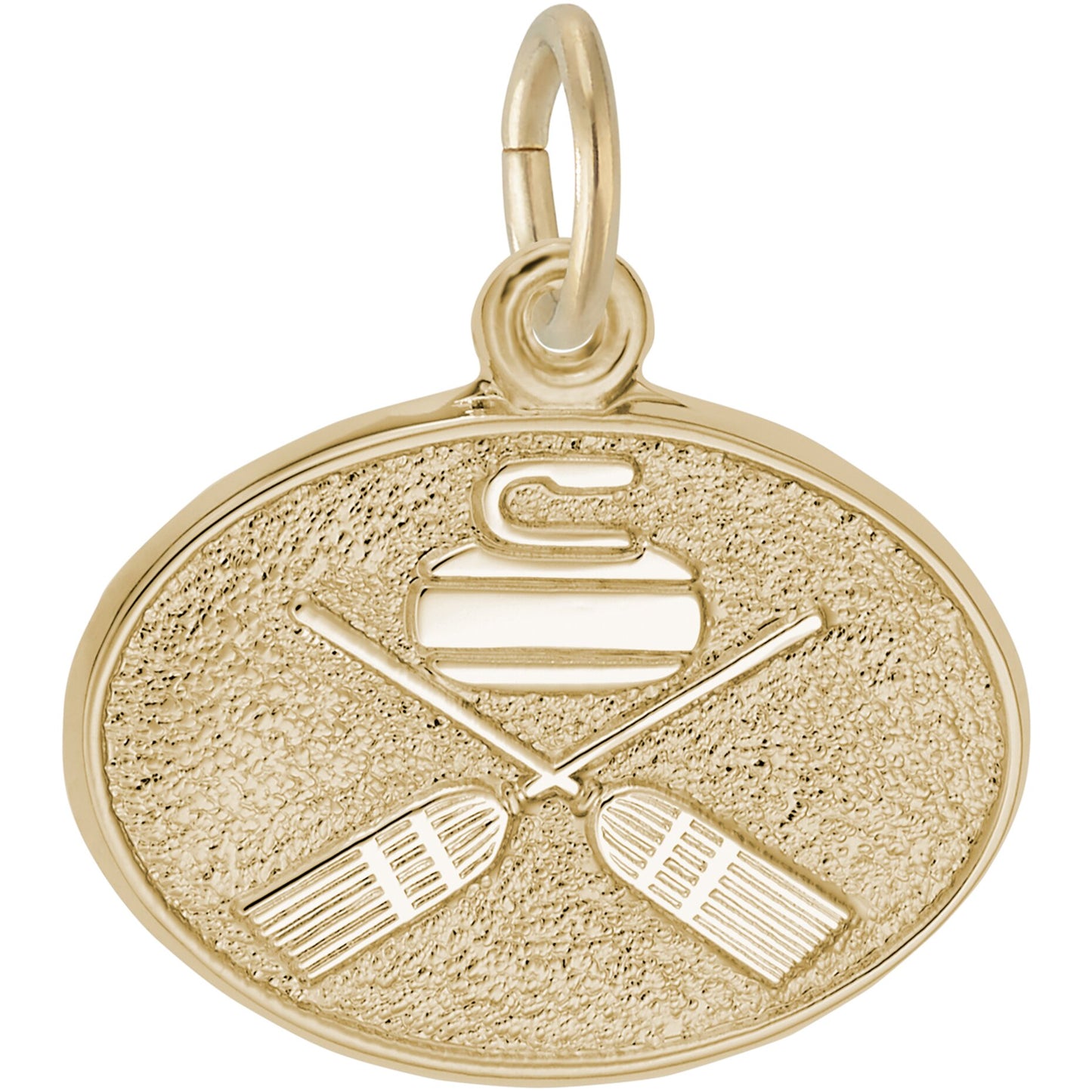 Curling Oval Charm - Metal - Sterling Silver