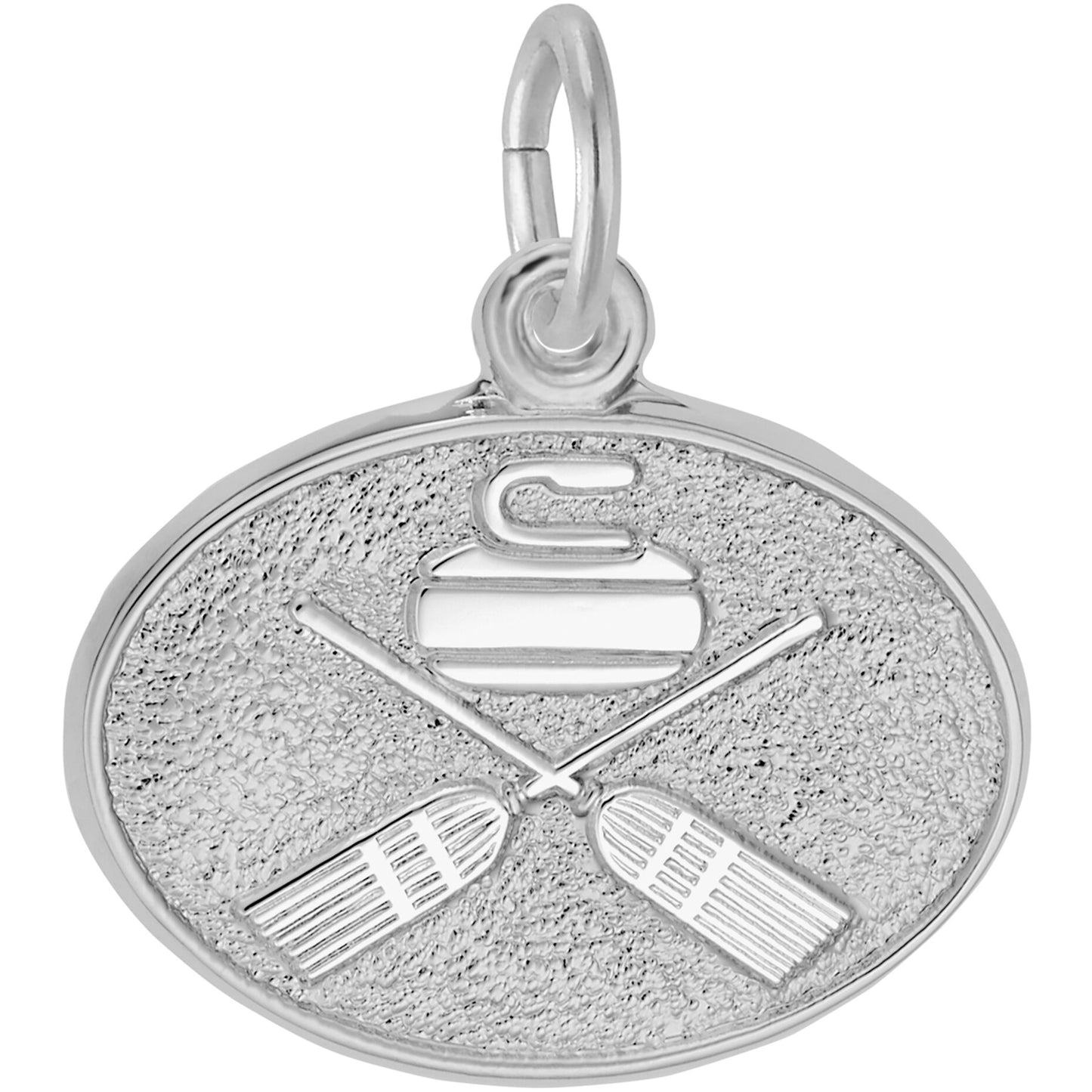 Curling Oval Charm - Metal - Sterling Silver
