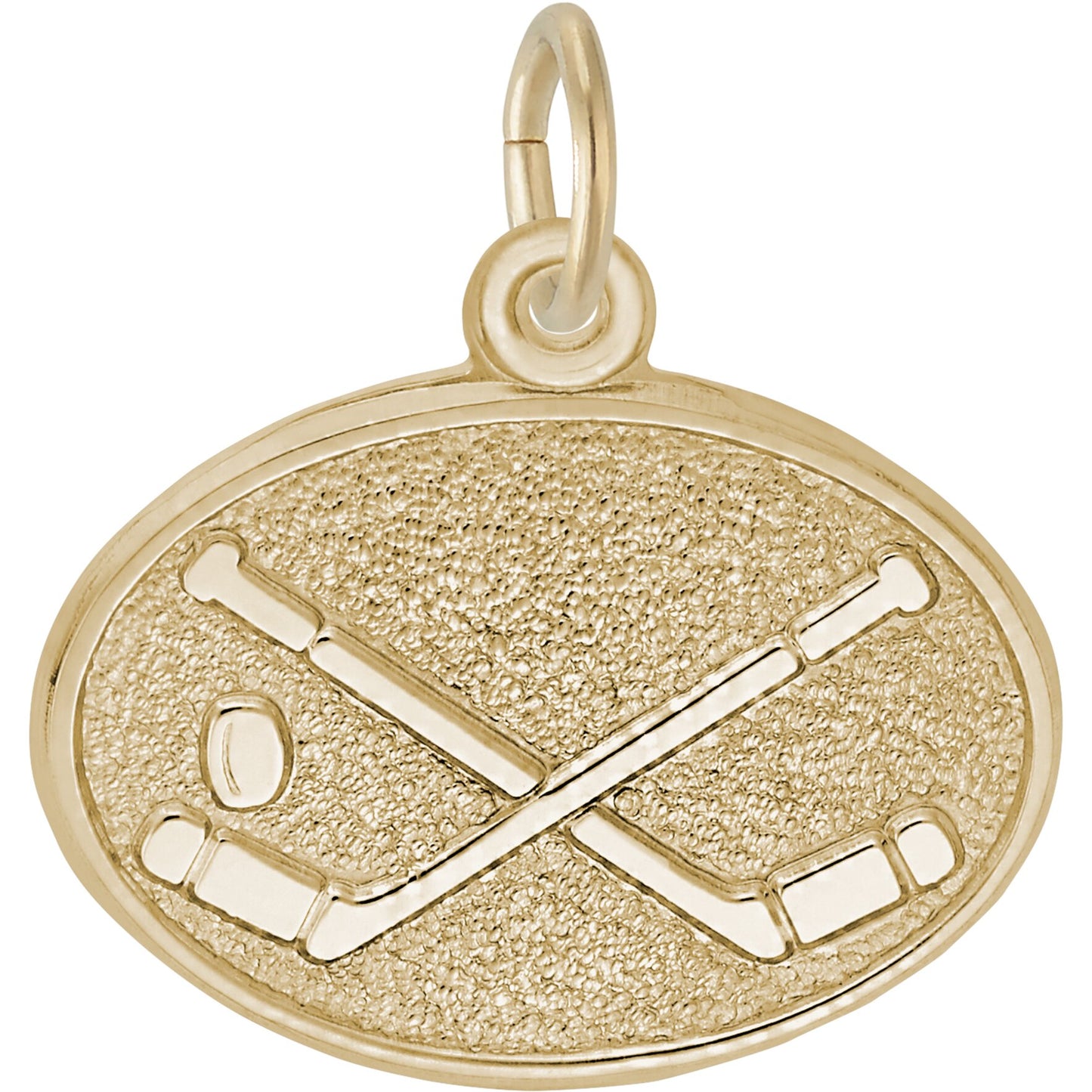 Hockey Oval Charm - Metal - Sterling Silver