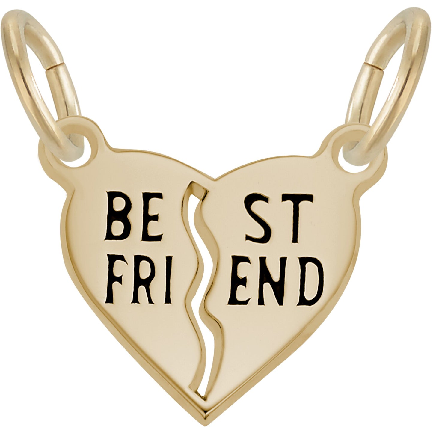 Best Friend Shared Heart Charm - Metal - Sterling Silver