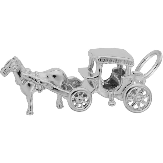Horse & Carriage Charm - Metal - Sterling Silver