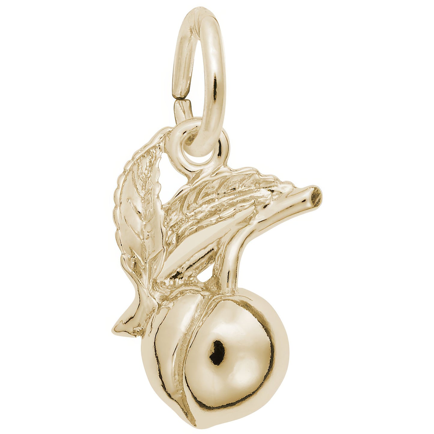 Detailed Peach Charm - Metal - Sterling Silver