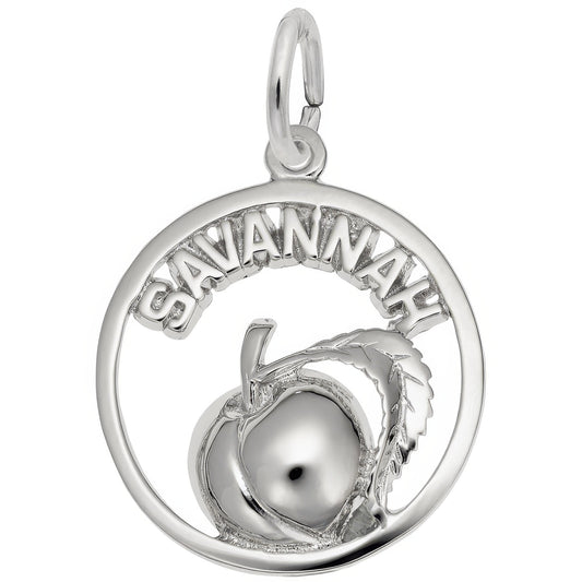 Savannah Peach Open Charm - Metal - Sterling Silver