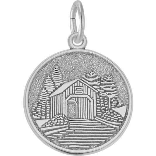 Covered Bridge Charm - Metal - Sterling Silver